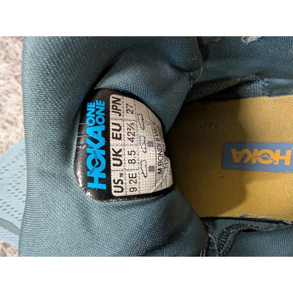 Hoka‎ Bondi 8 Wide Mens Running Shoes Blue Yellow 1127952 S17-251 Size 9 2E